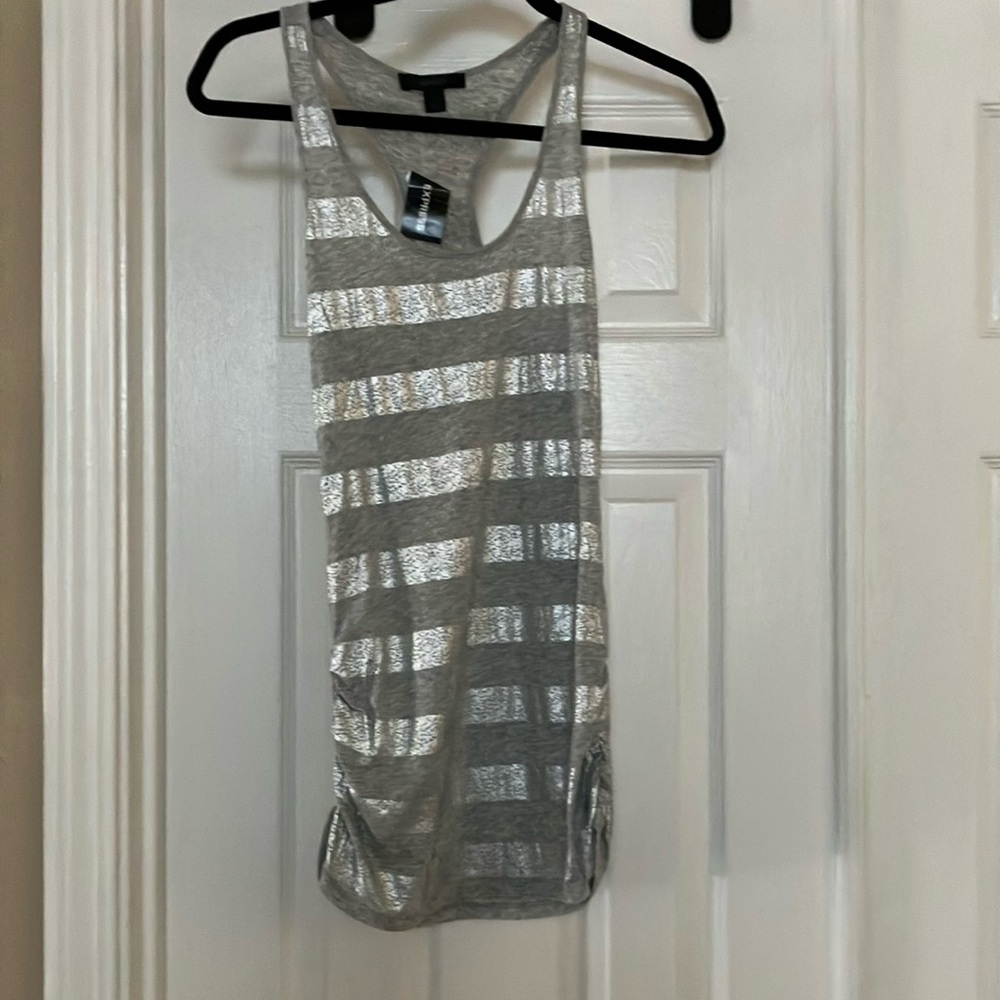 Express Gray and White Tank Top